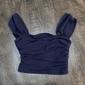SHEIN Dark Blue Ruched Crop Top